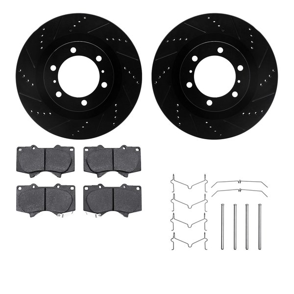 Dynamic Friction Co 8512-76148, Rotors-Drilled and Slotted-Black w/ 5000 Advanced Brake Pads incl. Hardware, Zinc Coated 8512-76148